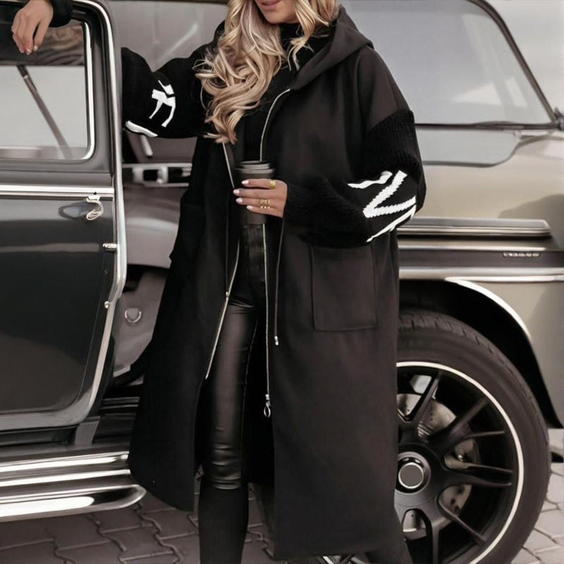 Women’s Letter Print Hooded Coat