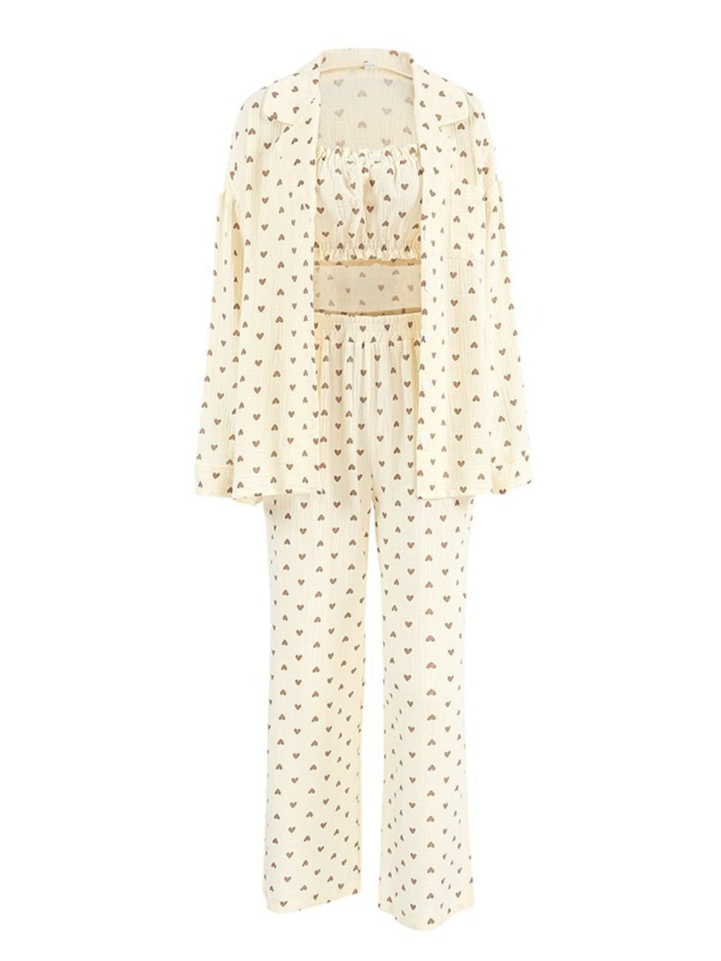 Heart Print Three-Piece Lounge Set