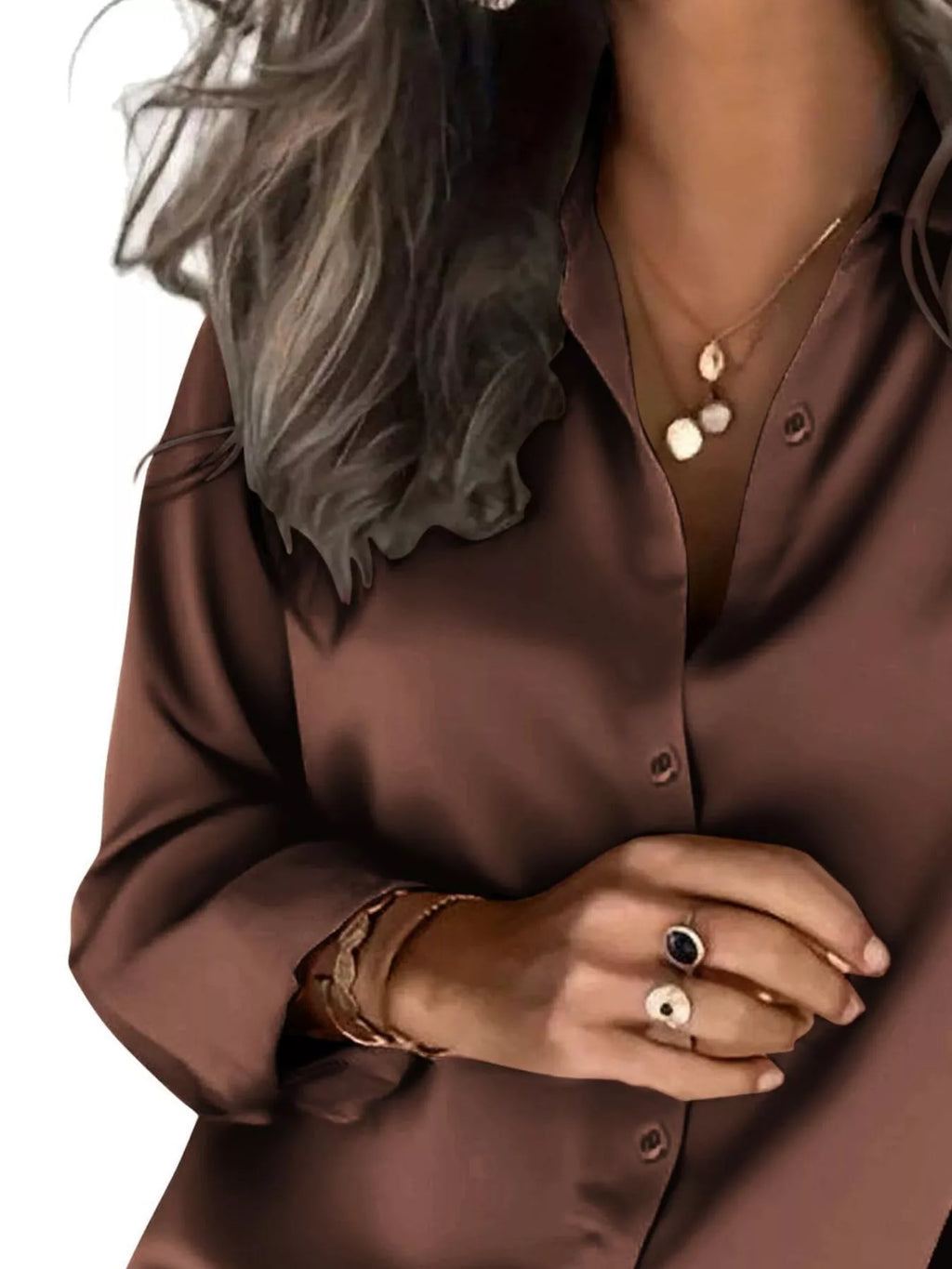 Satin Button-Down Shirt