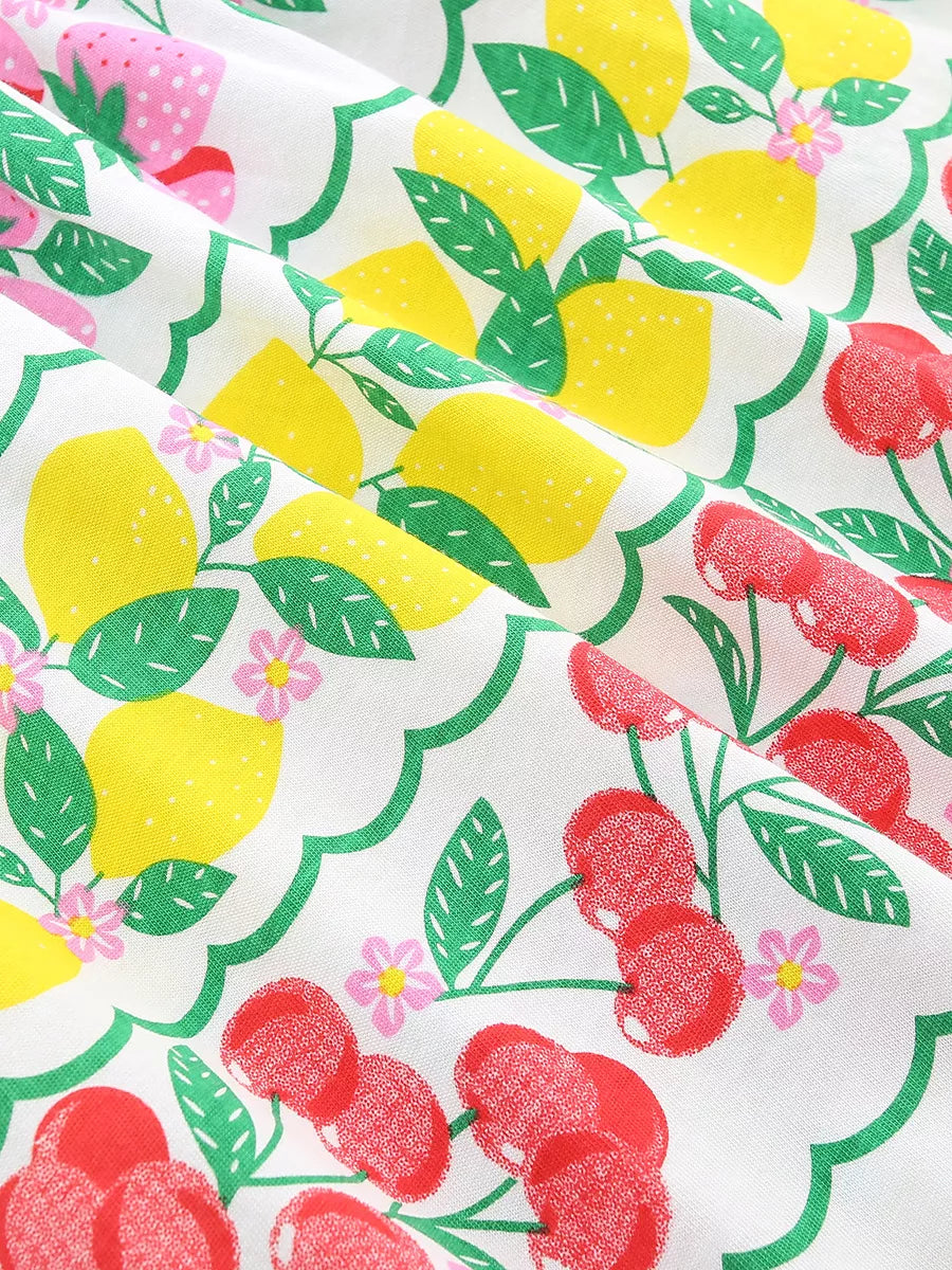 Children's Fruit Print Tiered Dress