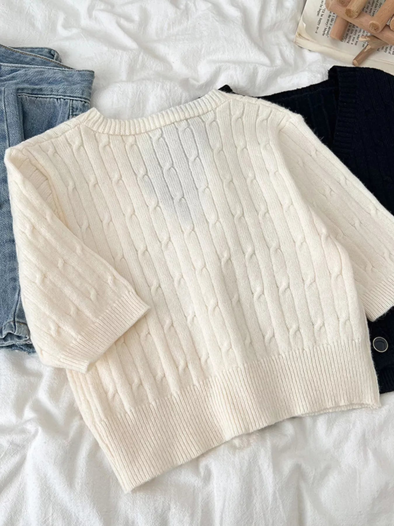 Texture Knit Button Down Cardigan