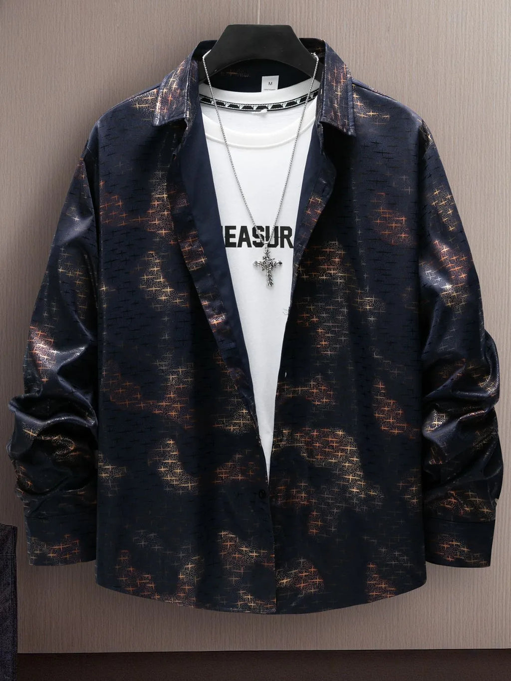 Men's Full Size Collared Neck Long Sleeve Shirt Plus Size