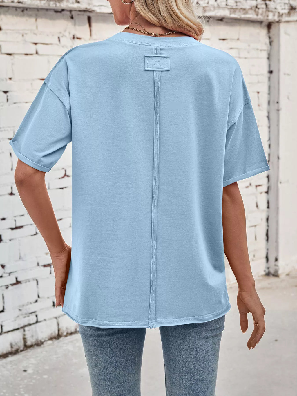 Casual Loose Fit Solid Color T-Shirt