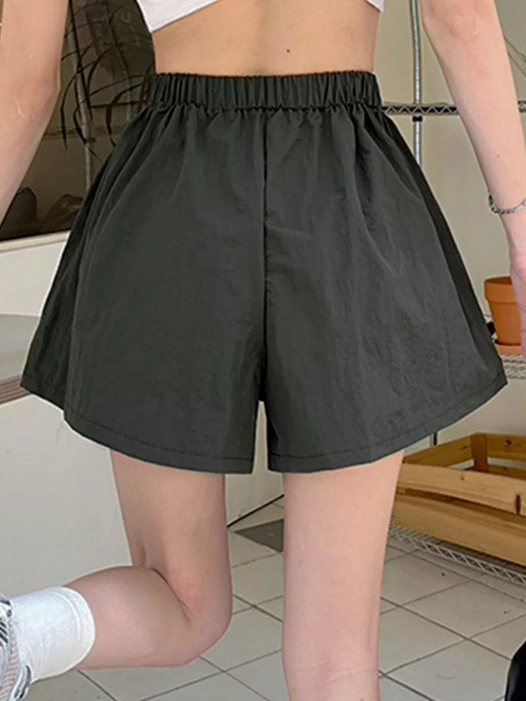 High Waist Cargo Shorts with Pockets