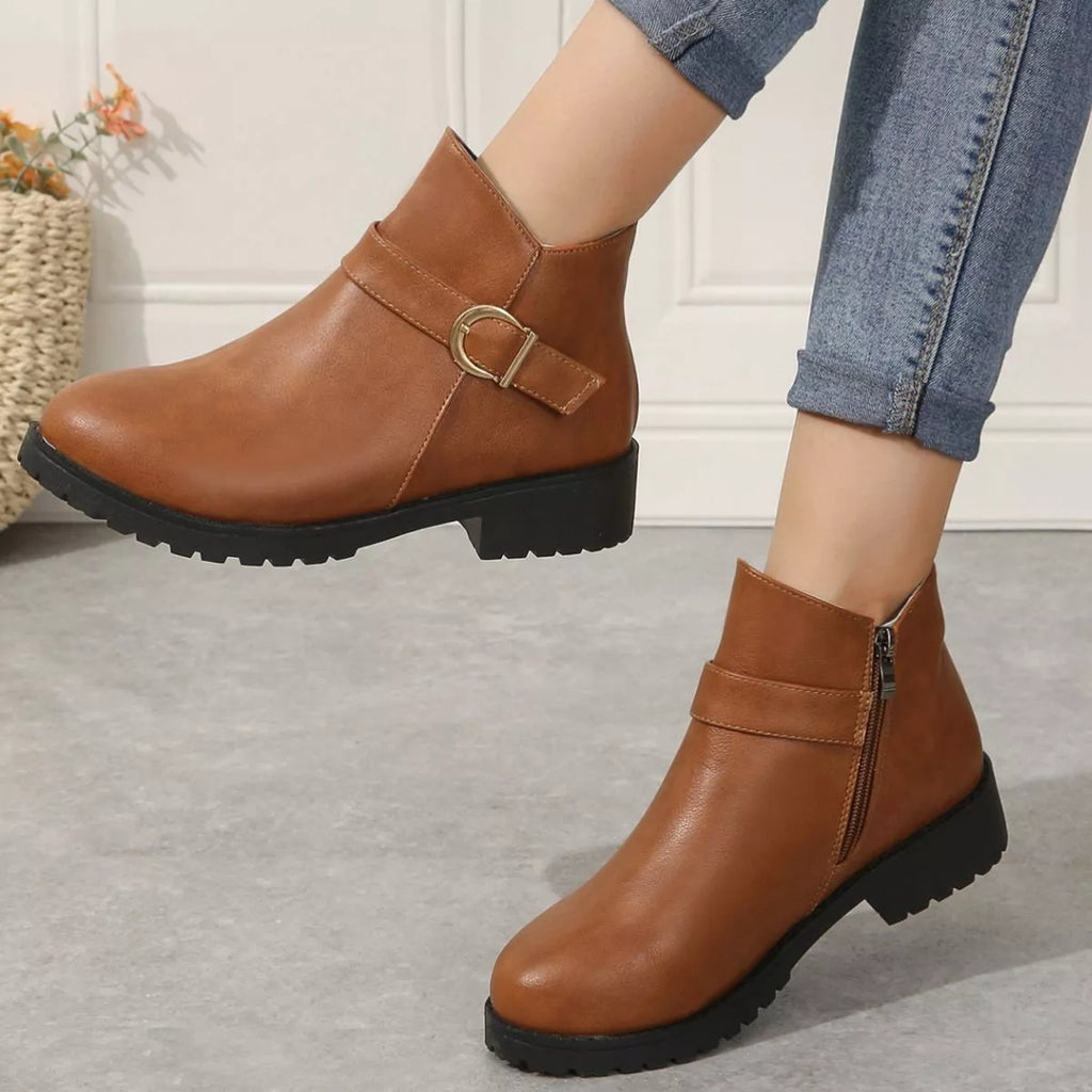 Round Toe Block Heels Boots