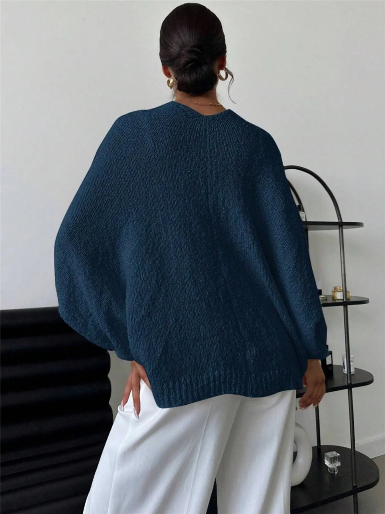 Twist-Front Textured Knit Cardigan