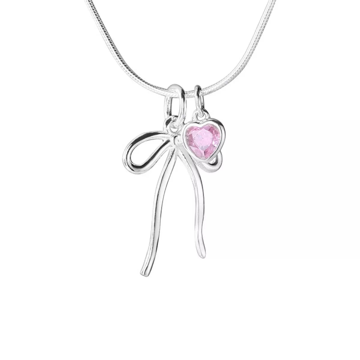 Bow & Heart Pendant Necklace