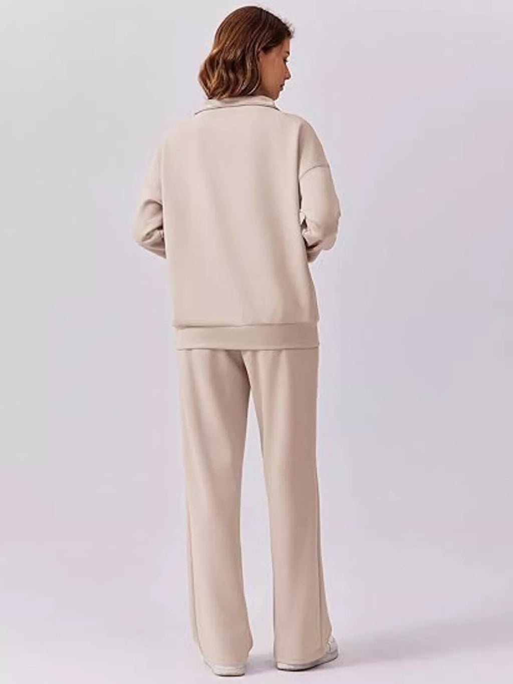 Relaxed Fit Quarter-Zip Top and Pants Set