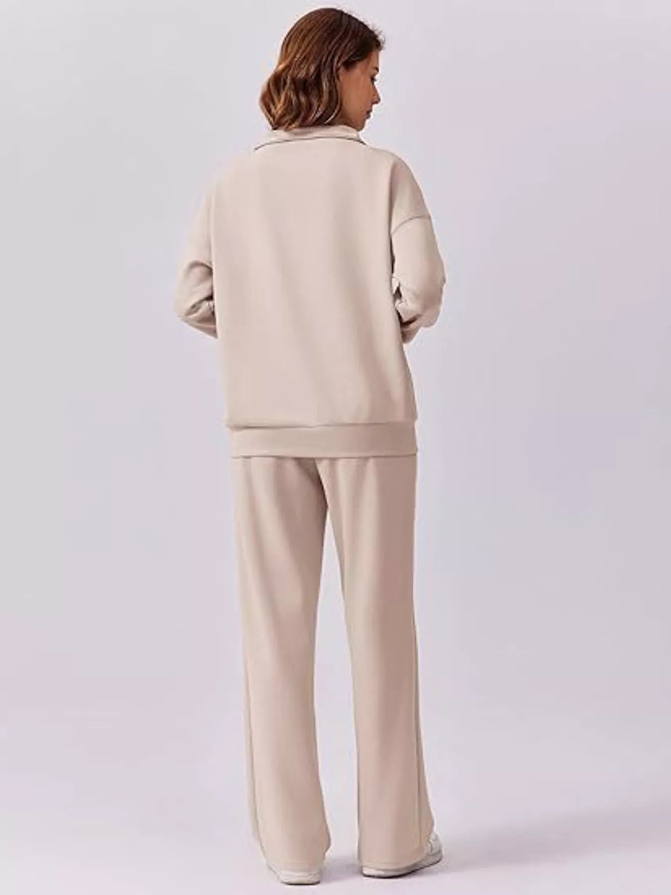 Relaxed Fit Quarter-Zip Top and Pants Set