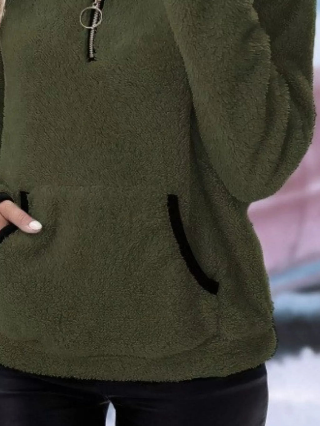 Full Size Cozy Fleece Quarter Zip Long Sleeve Sweatshirt Plus Size