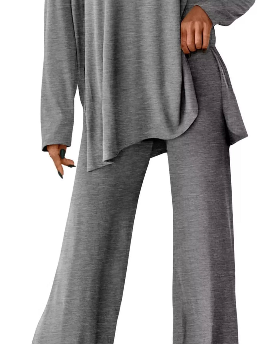 Casual Loose Long Sleeve Top and Wide Leg Pants Set
