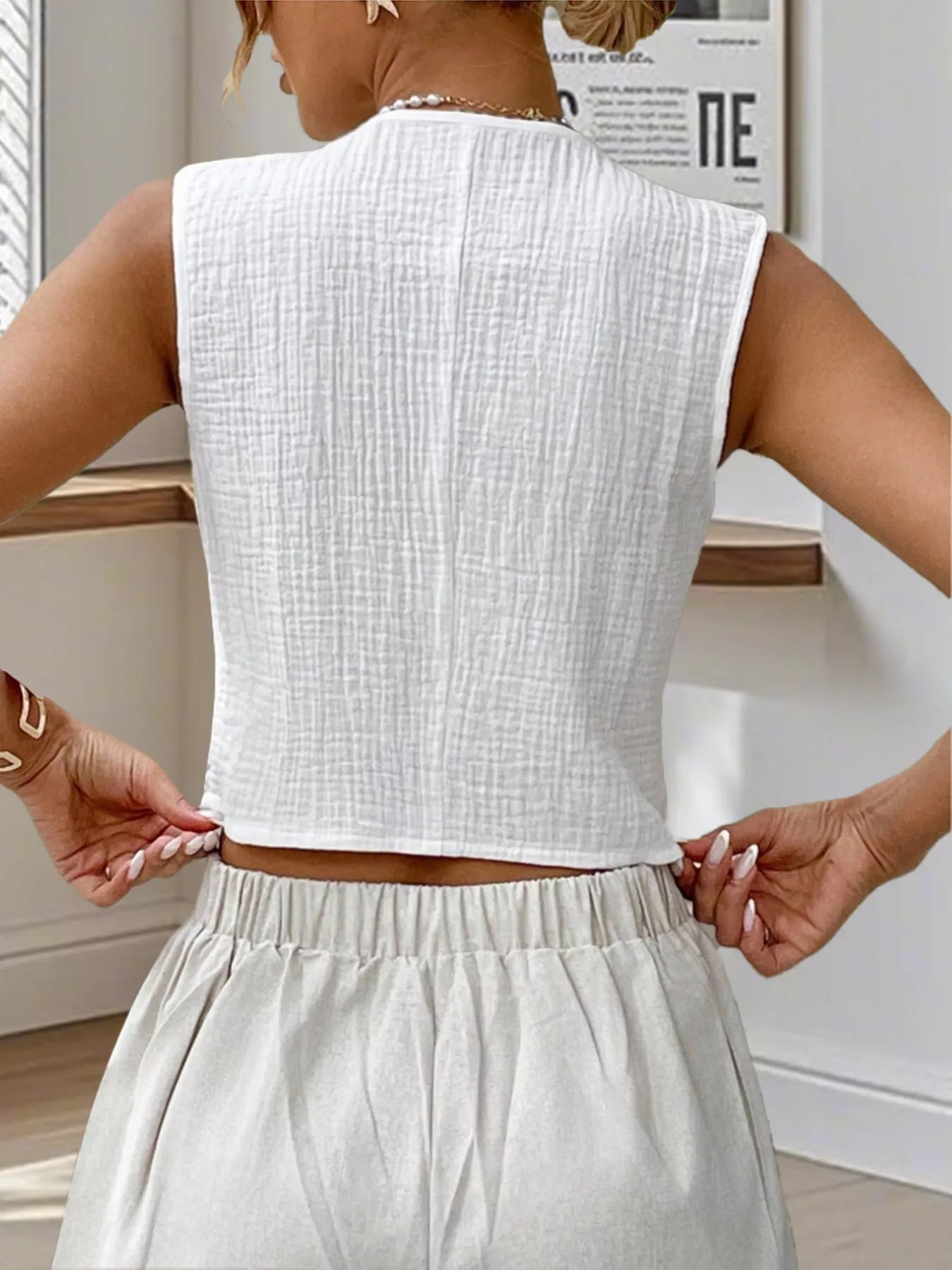 Textured Button-Down Vest