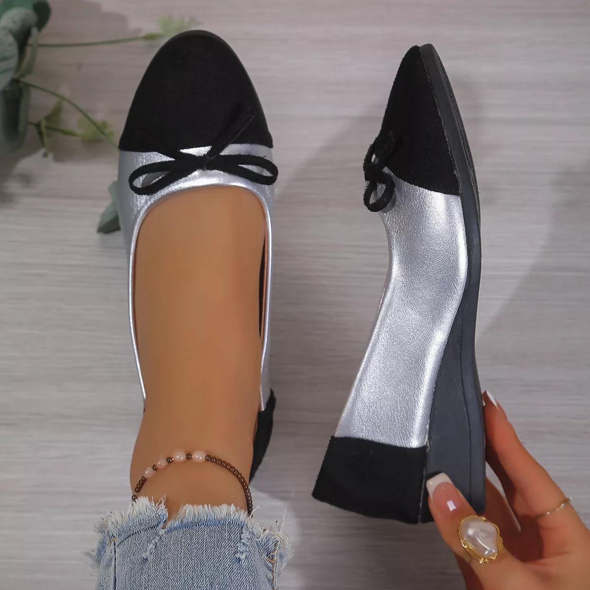Bow Accent Two-Tone Slip-Ons