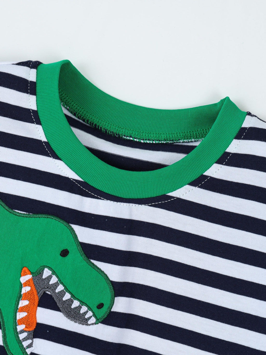 Children's Dinosaur Striped Short Sleeve T-Shirt