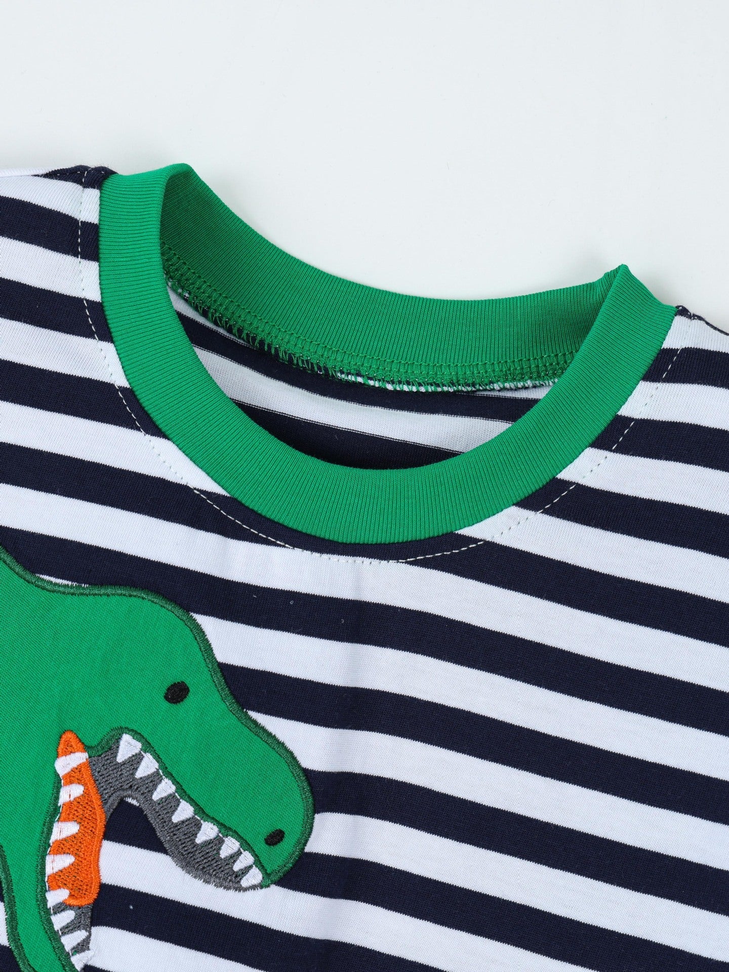 Children's Dinosaur Striped Short Sleeve T-Shirt