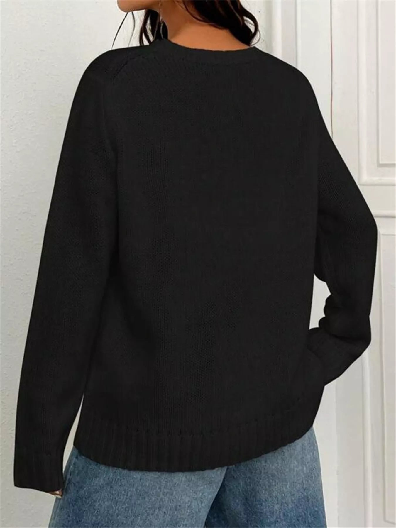 US Flag Round Neck Long Sleeve Sweater