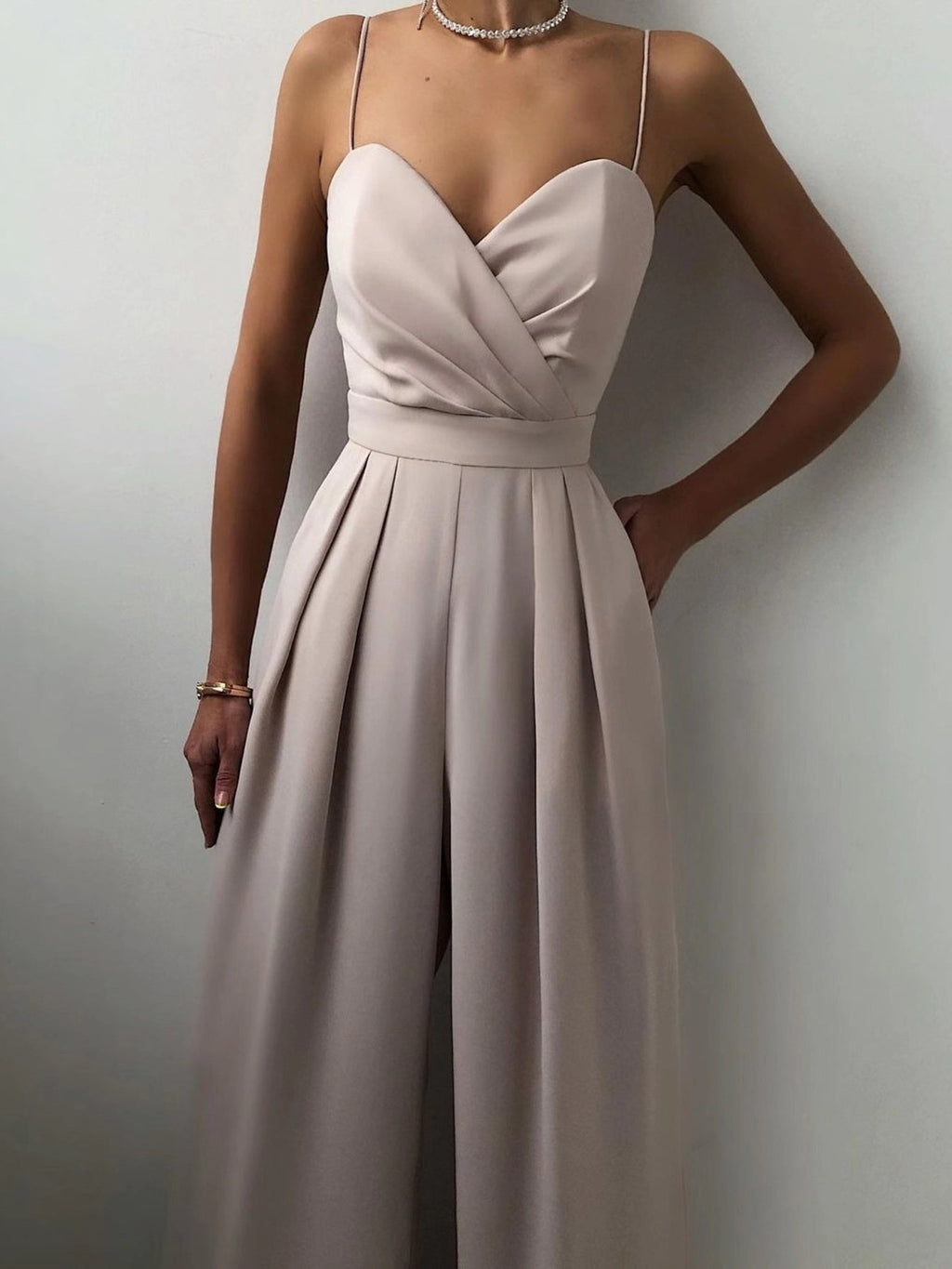 Full Size Spaghetti Strap Wide Leg Jumpsuit Plus Size