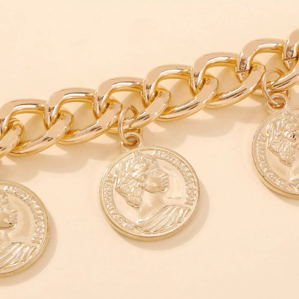 18K Gold-Plated Coin Charm Bracelet