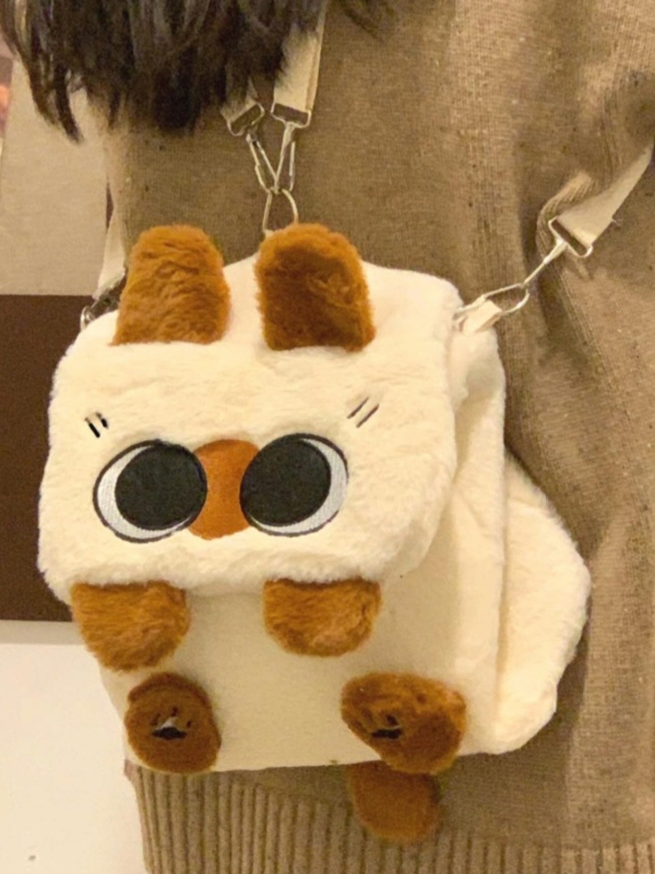 Cute Cartoon Plush Cat Backpack Bag