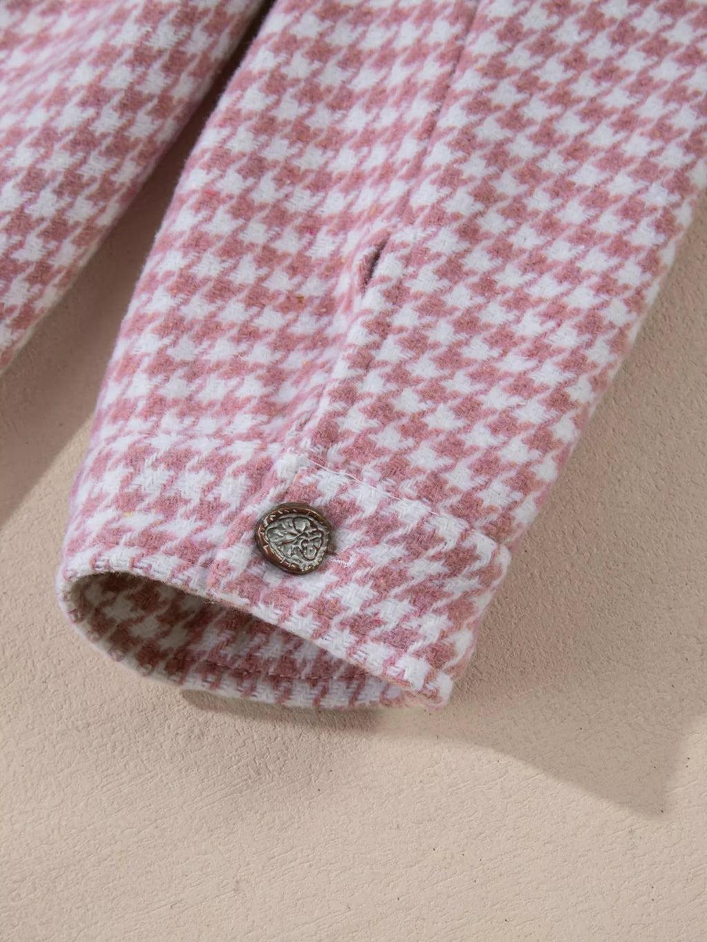 Button Down  Houndstooth Color Block Shacket