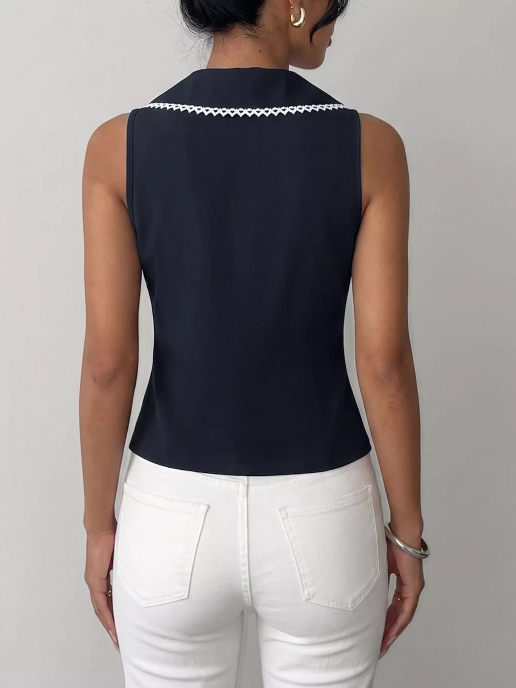 Lace Trim Tie-Front Vest