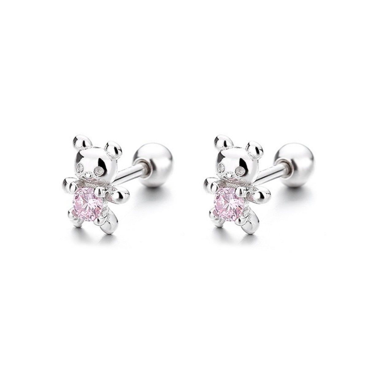 925 Sterling Silver Bear Stud Earrings