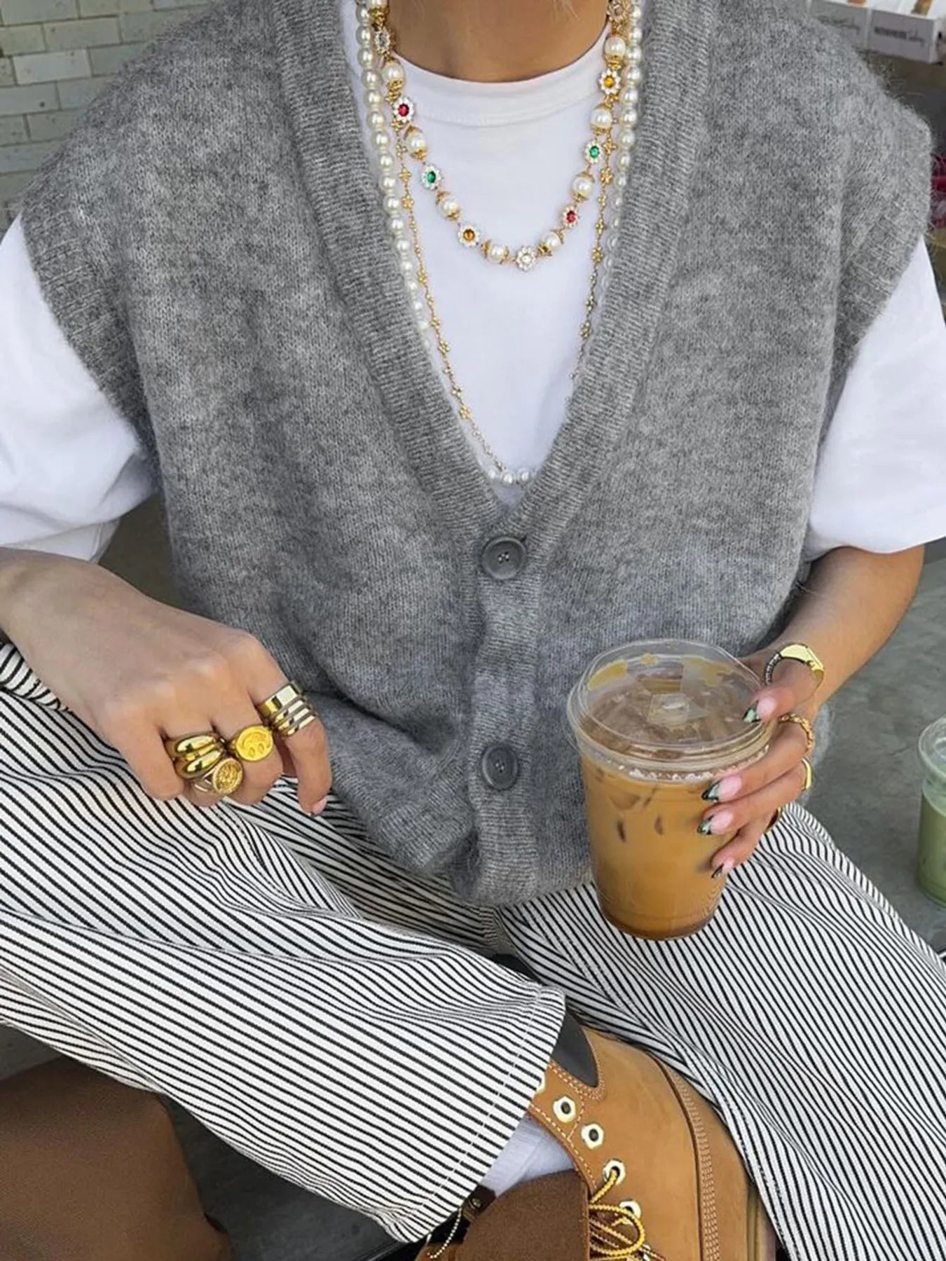 Button-Front Sweater Vest