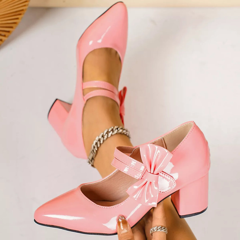Point Toe Block Heels Pumps