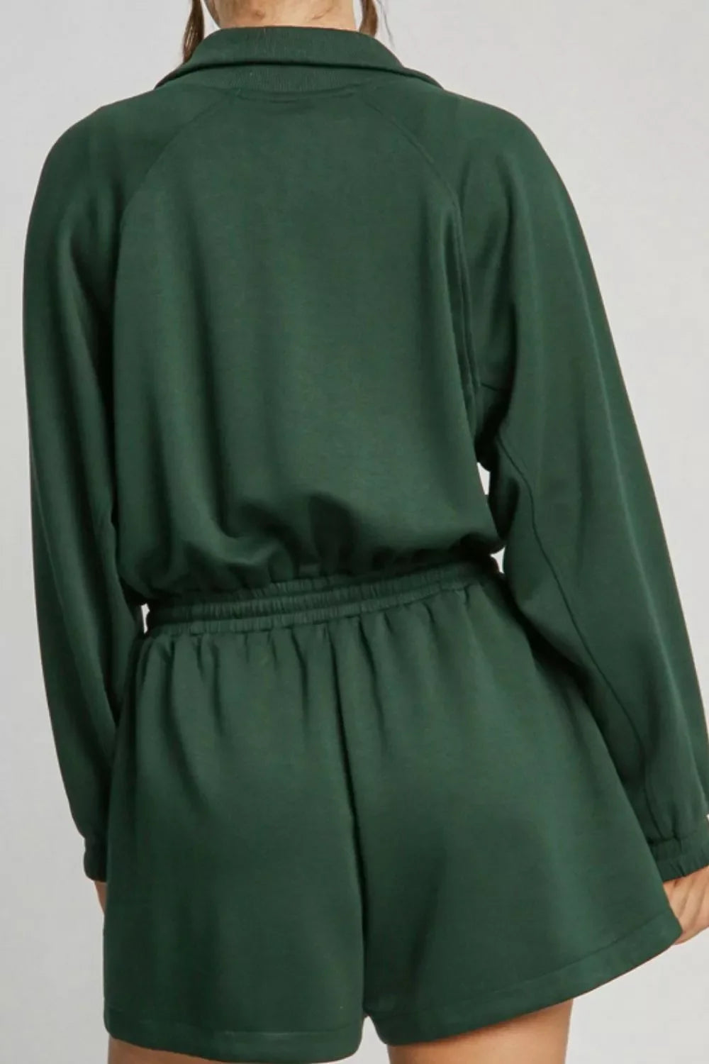 Zip-Up Drawstring Waist Romper