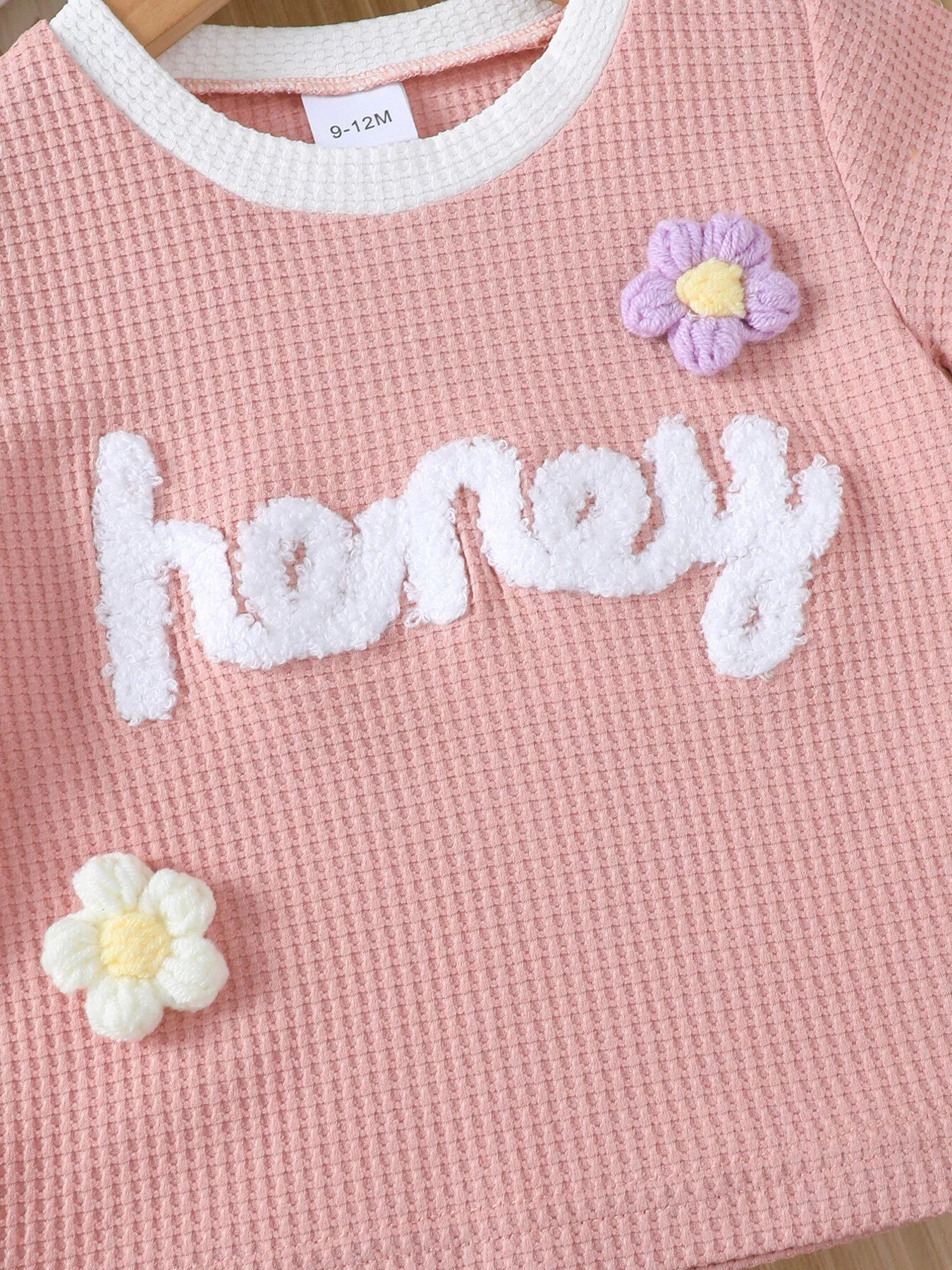 Children's Honey Flower Waffle Knit Tee and Shorts Set