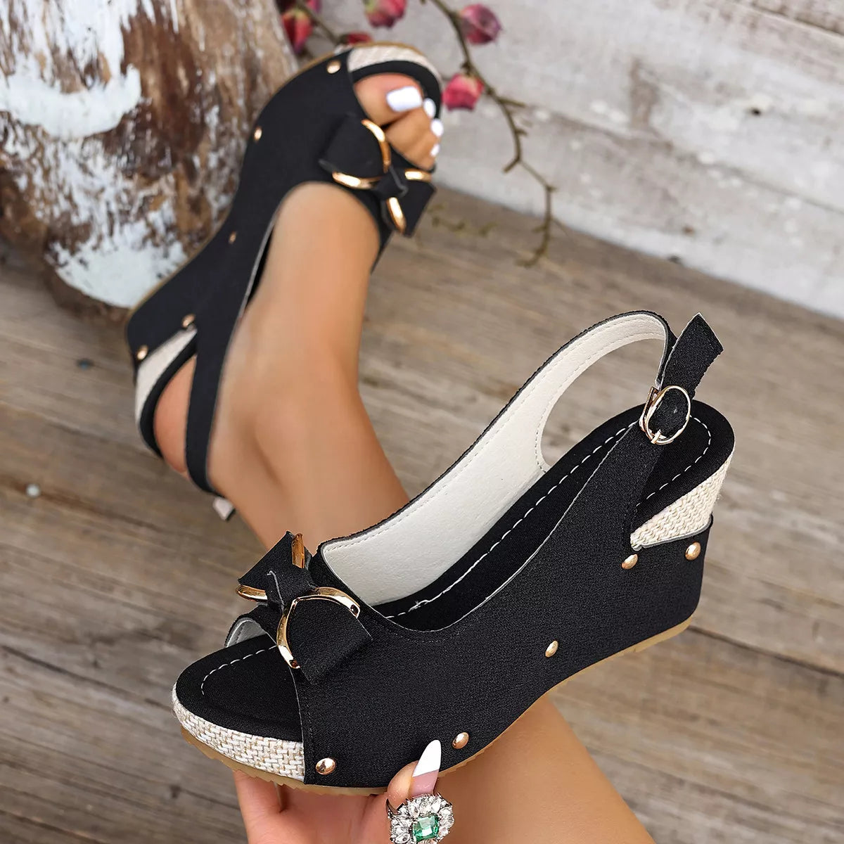 Peep Toe Wedge Sandals