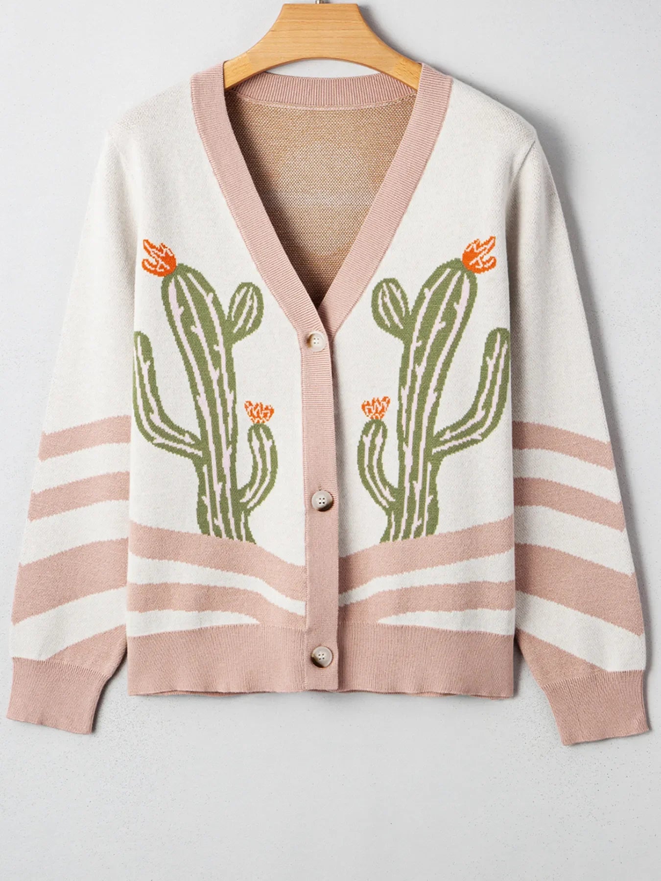 Desert Cactus Buttoned Front Sweater Cardigan