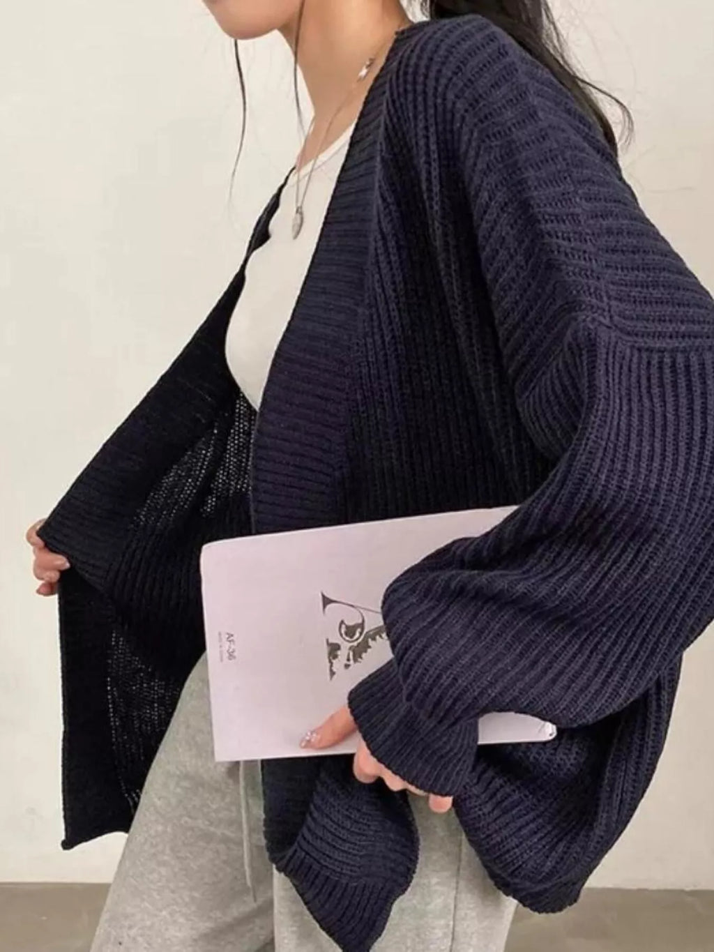 Open Front Oversized Knit Cardigan