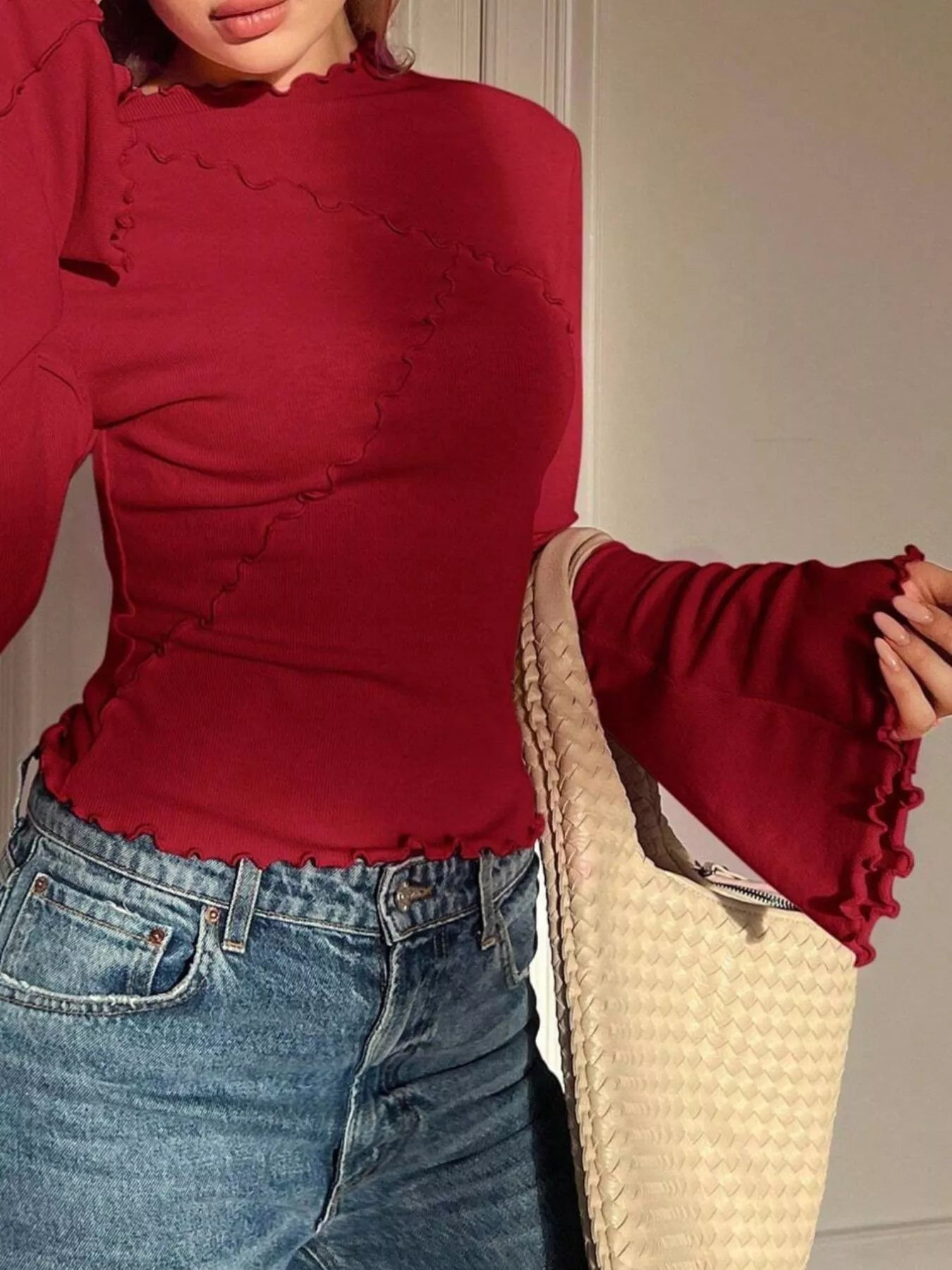 Lettuce Edge Flare Sleeve Top