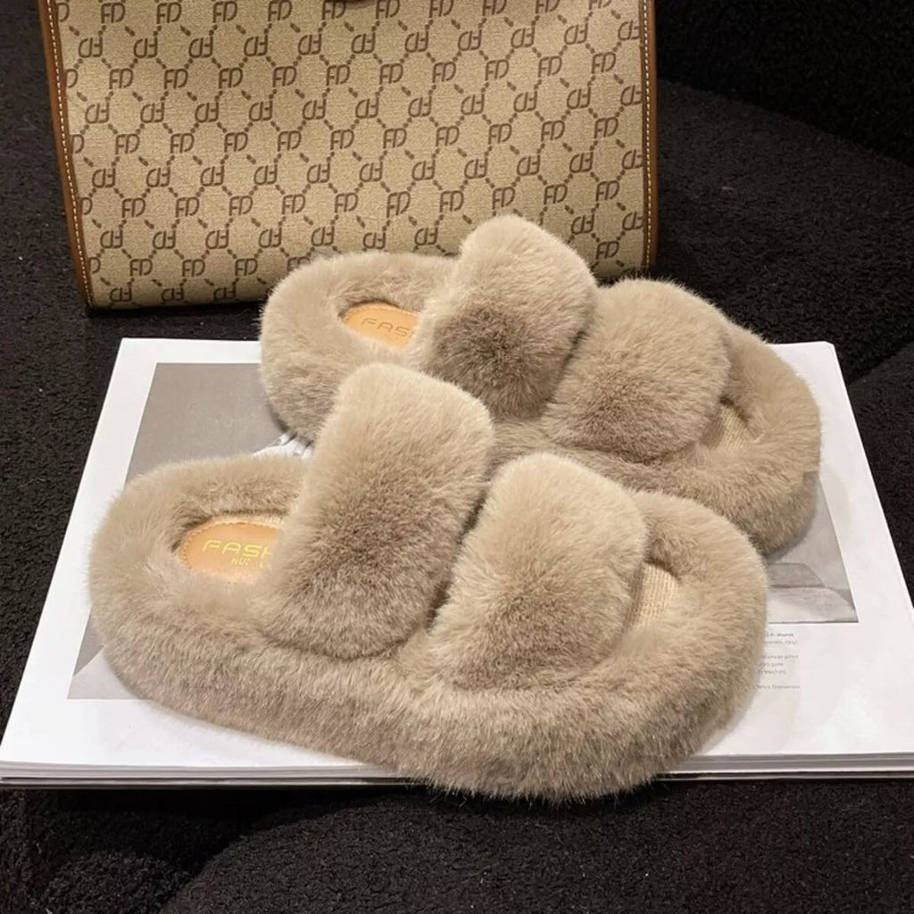 Fuzzy Open Toe Slippers
