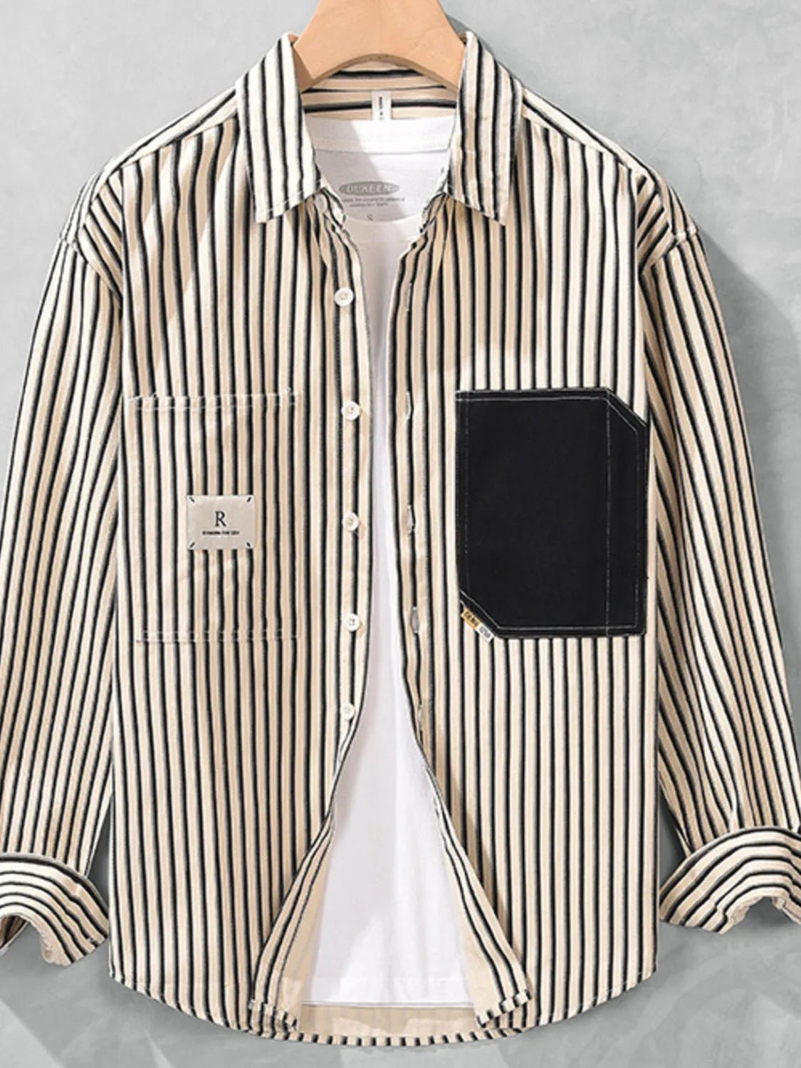 Men's Plus Size Striped Button-Up Shirt
