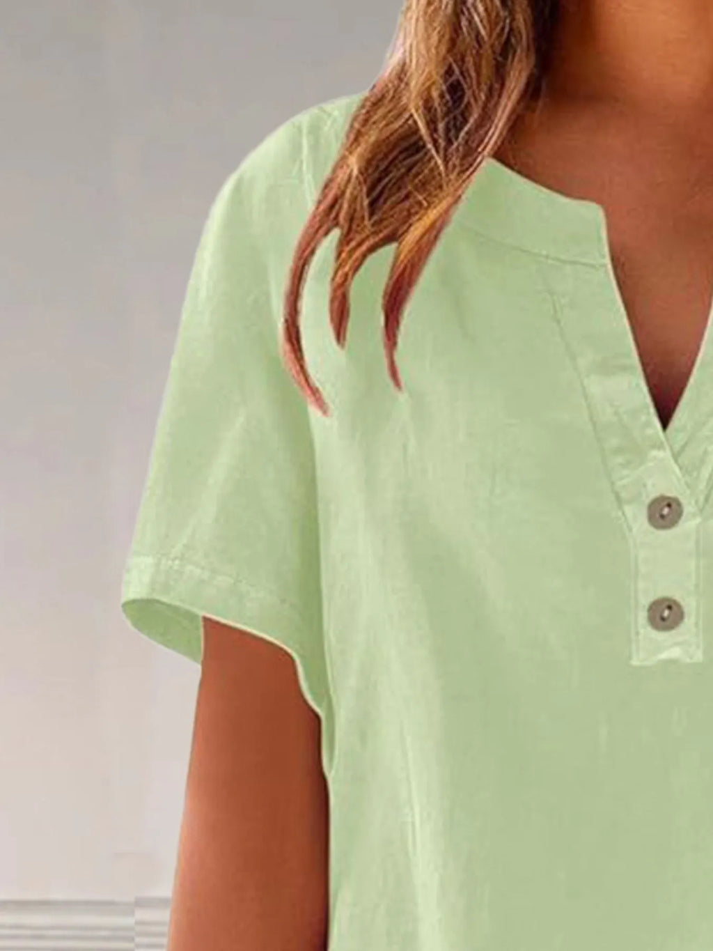 Full Size Notched Short Sleeve Blouse Plus Size