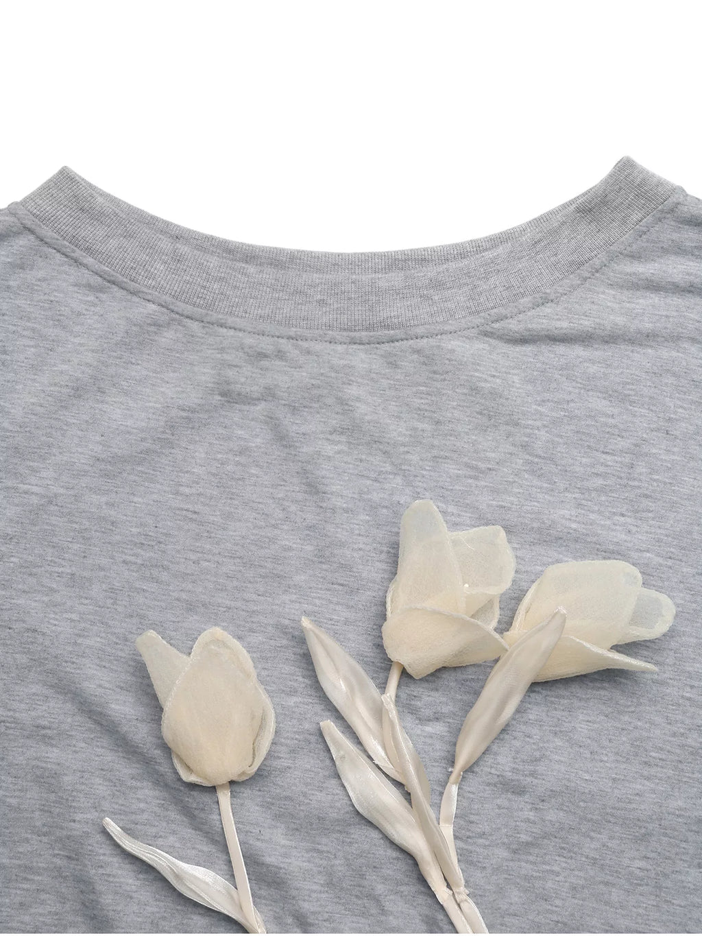 Floral Applique Boat Neck Sweatshirt