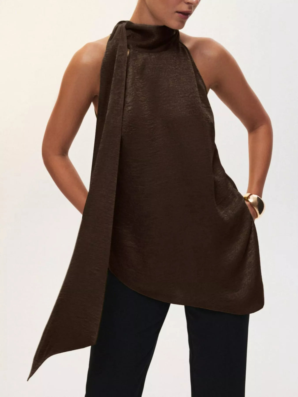 Elegant Halter Neck Asymmetrical Sleeveless Top
