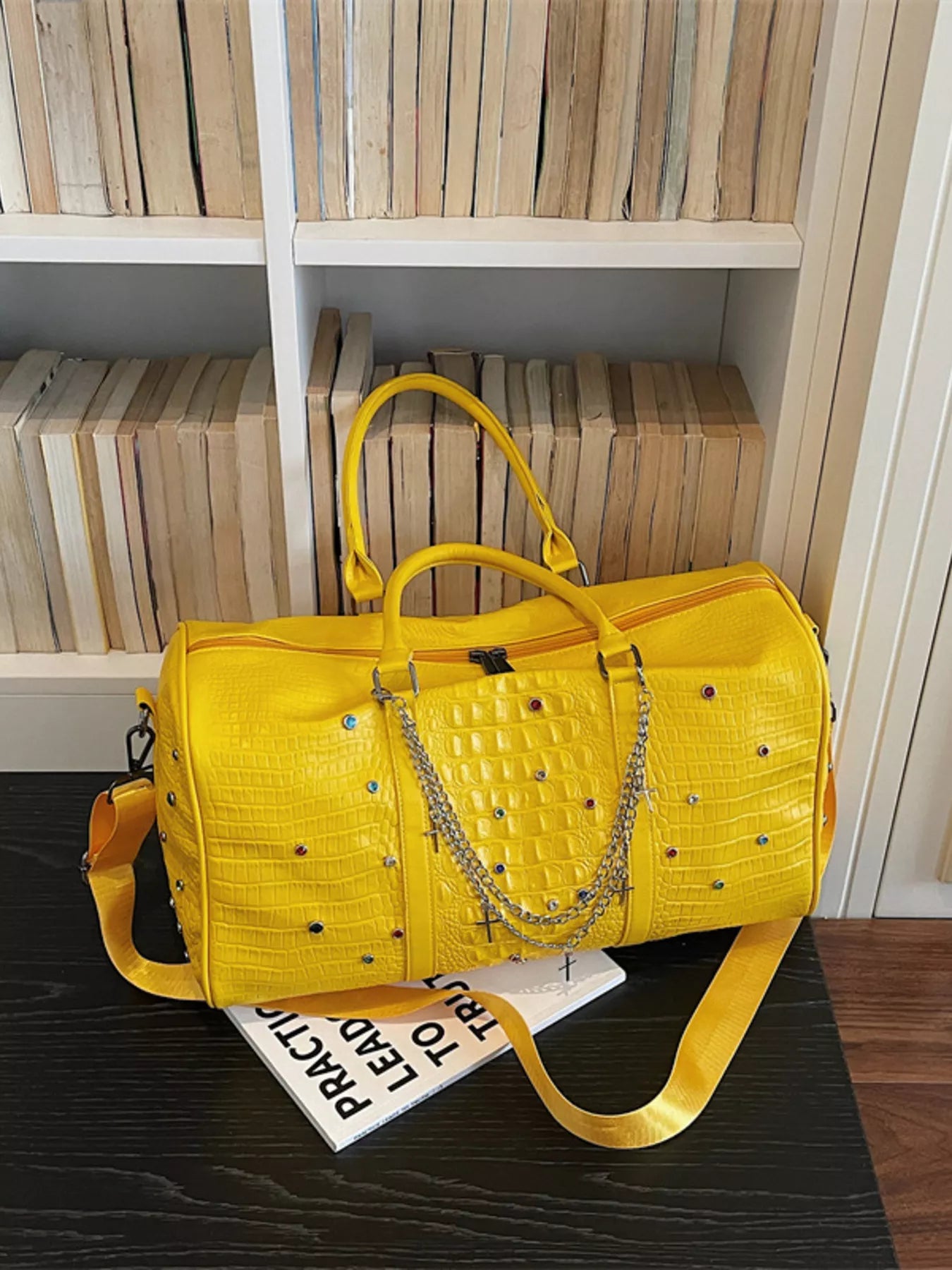 Studded Leather Duffel Bag