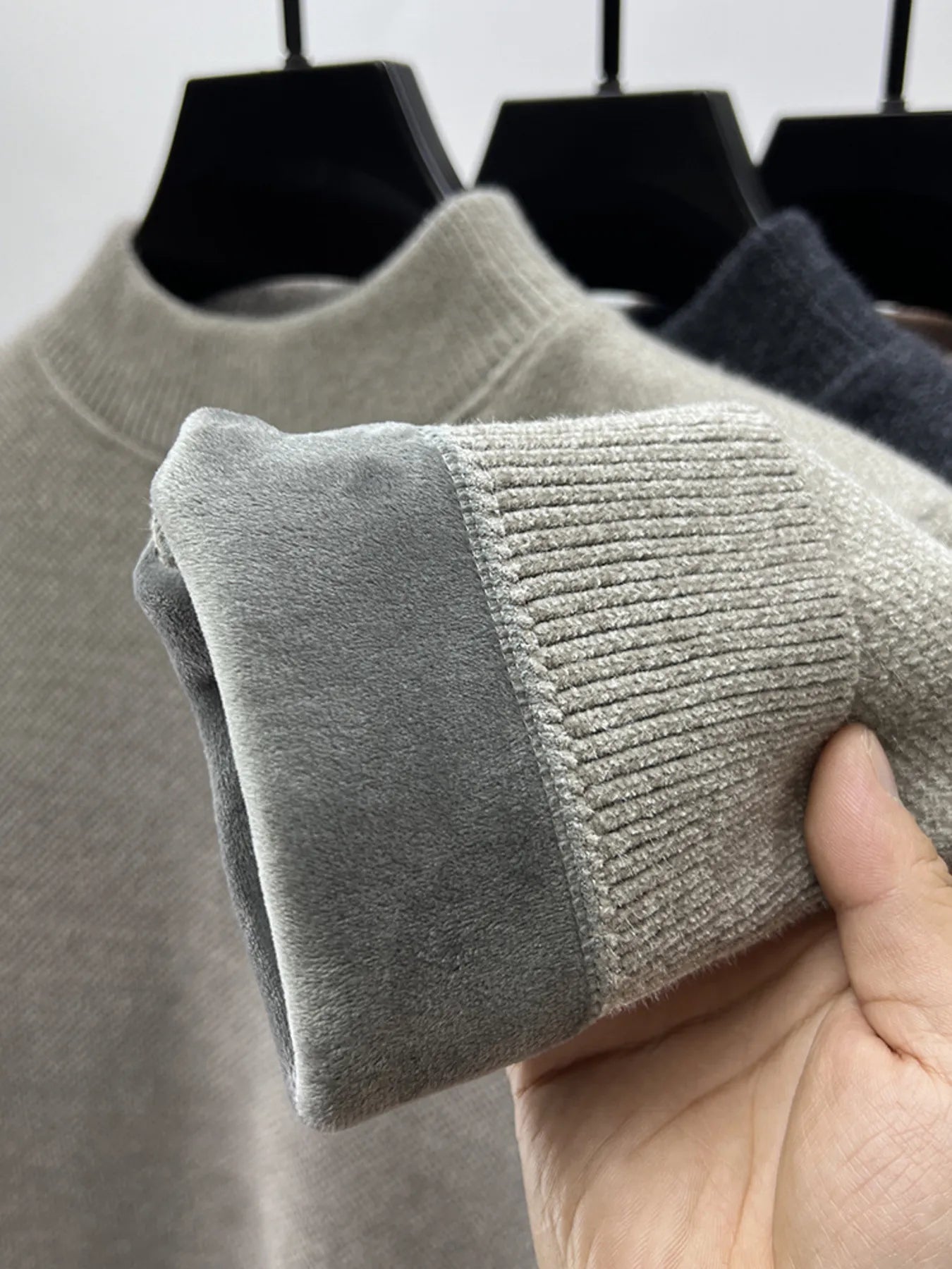 Men's Plus Size Ribbed Hem Long Sleeve Sweater