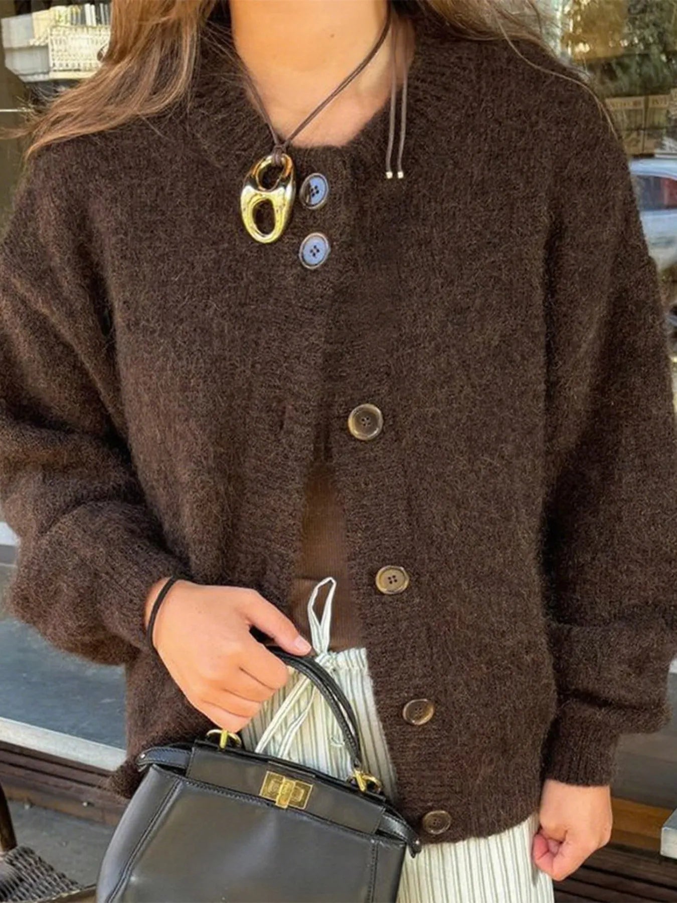 Button Down Long Sleeve Cardigan