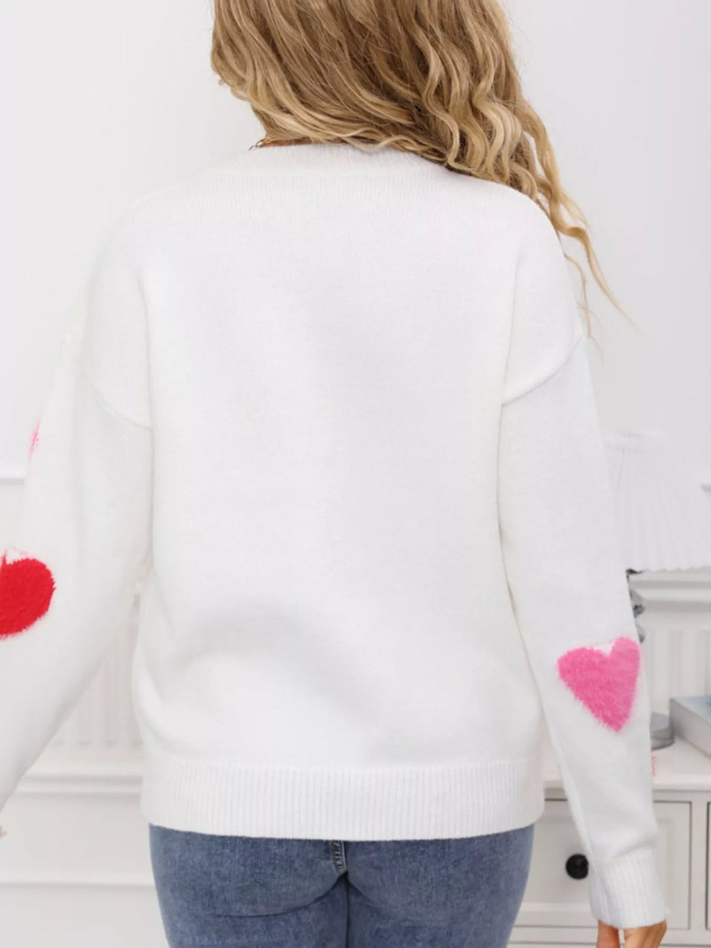 Valentine's Day Heart Pattern Knit Sweater