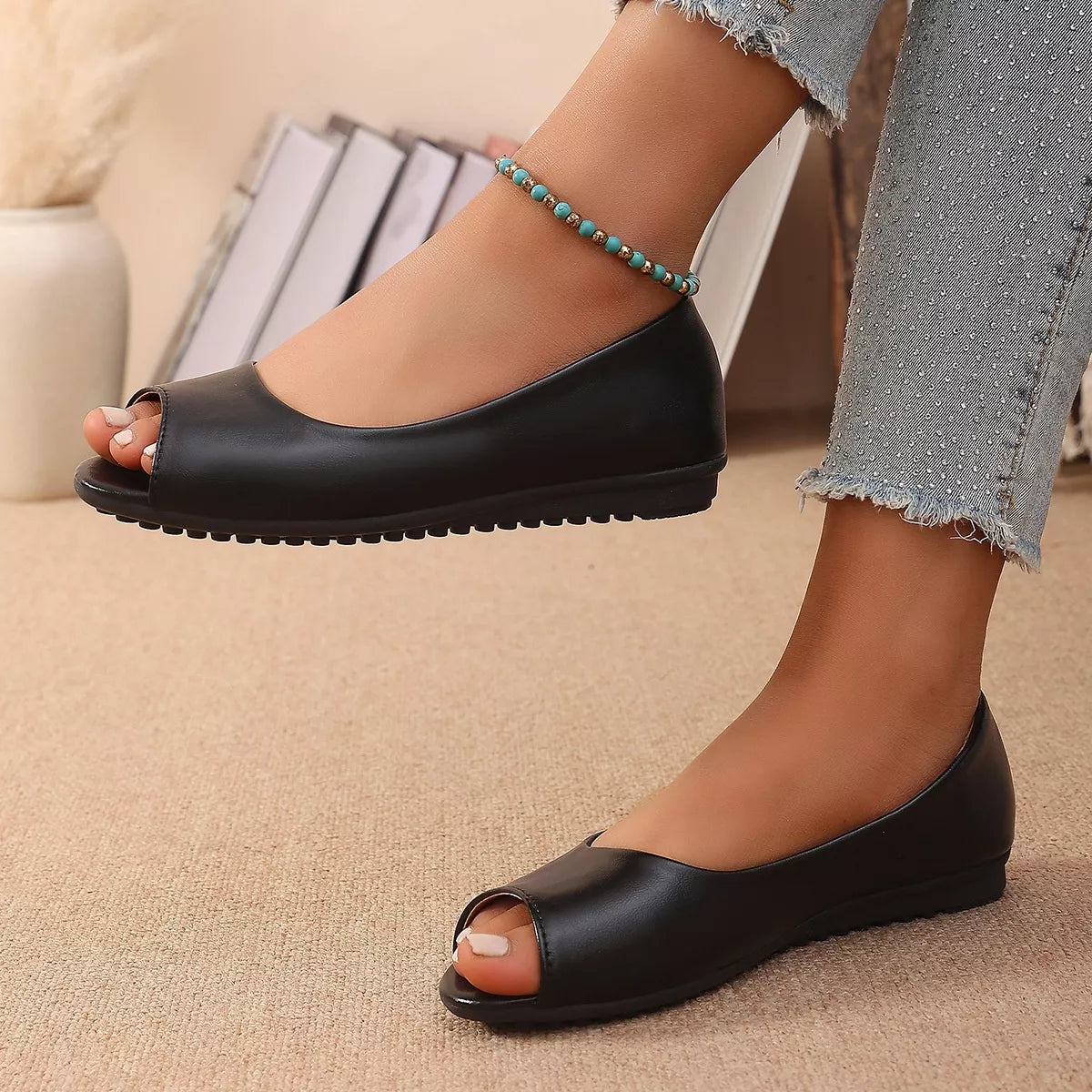 Peep Toe Flats Sandals