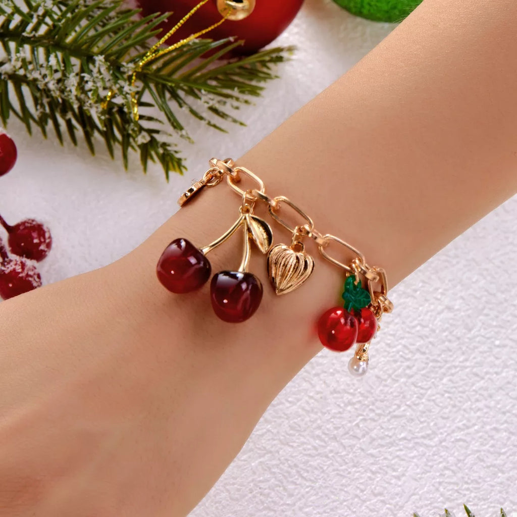 18K Gold-Plated Cherry Charm Bracelet