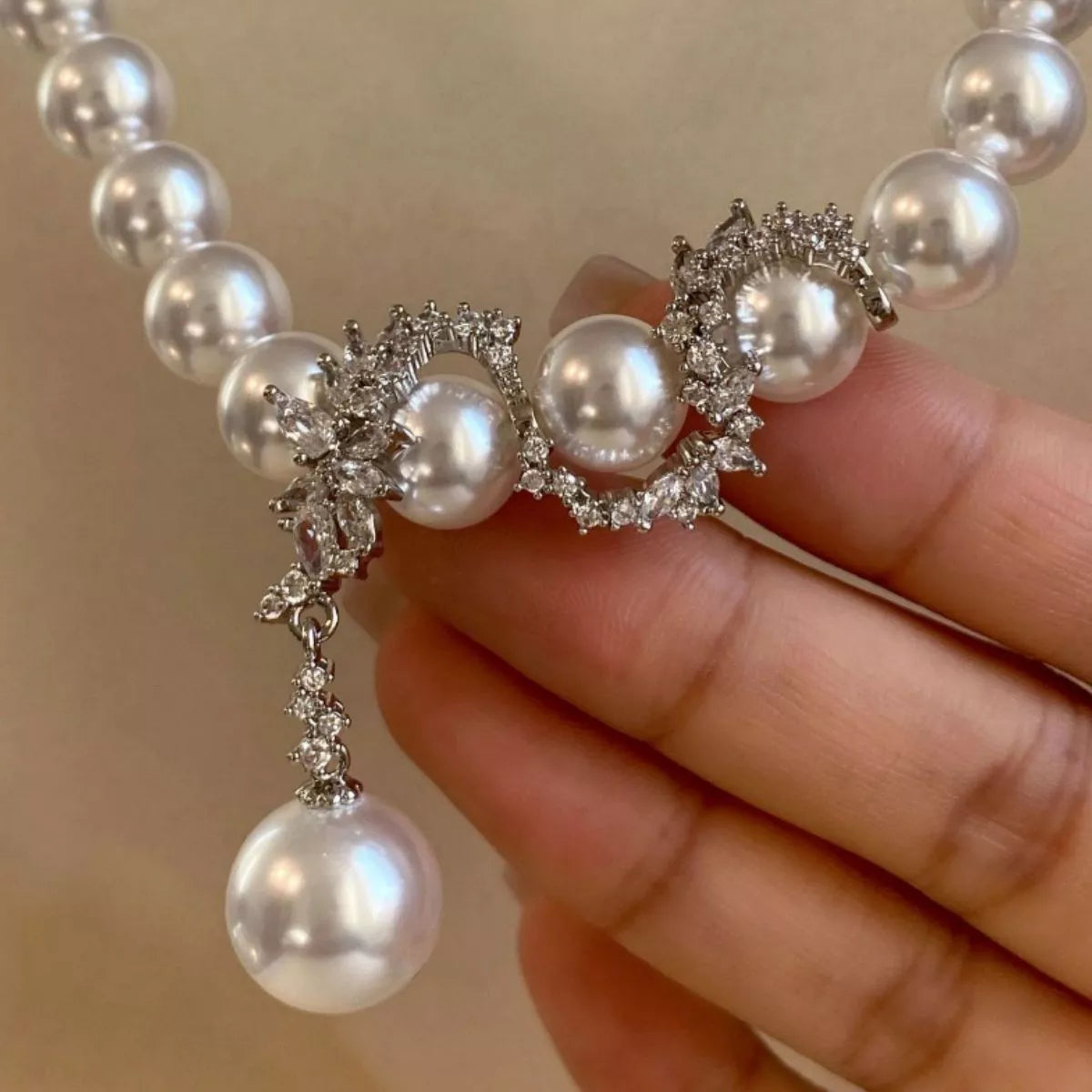 Zircon Pearl Necklace
