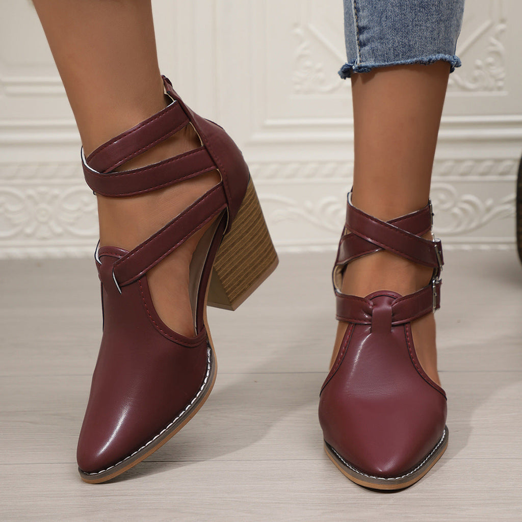 Point Toe Block Heels Pumps