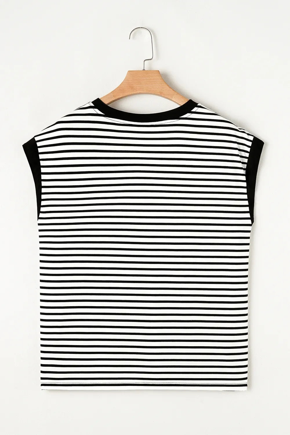 Striped Round Neck Cap Sleeve Top