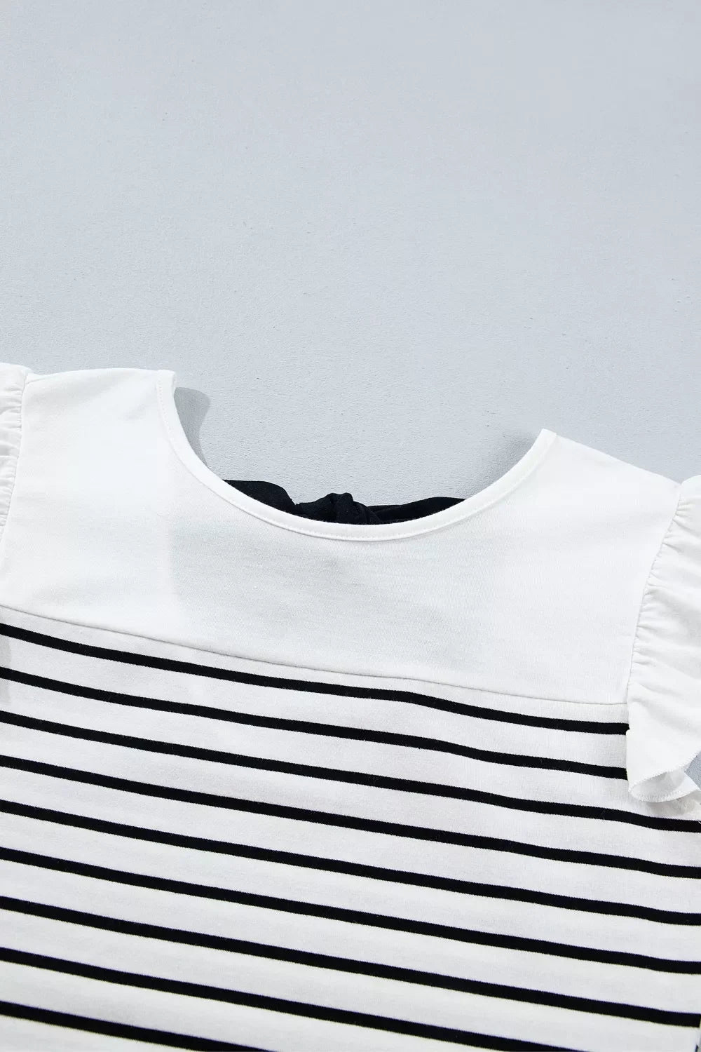 Stripe Contrast Knot Back Ruffle Trim Tank Top