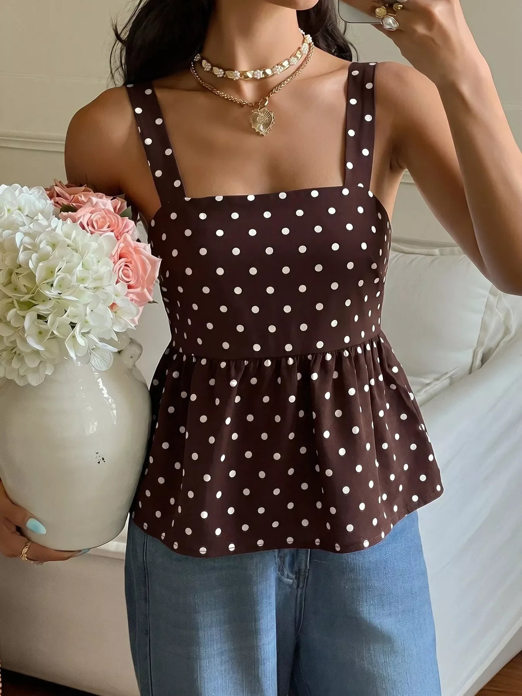 Polka Dot Tie Back Cami